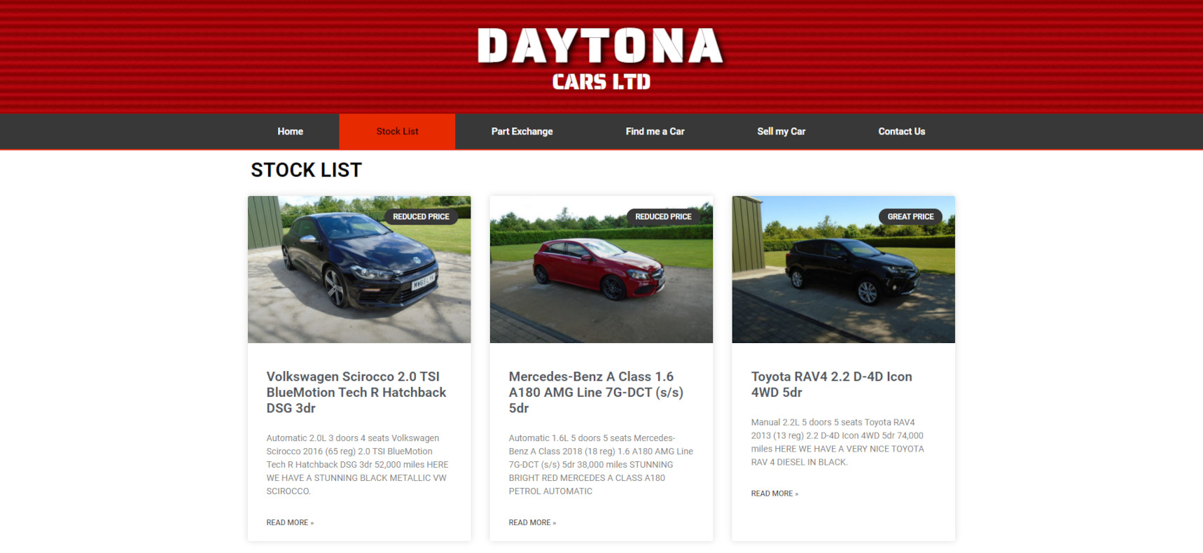 Daytona Cars Stock List
